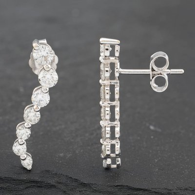 Second Hand White Gold 20mm Cubic Zirconia Set Stud Earrings