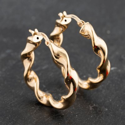 Second Hand 9ct Yellow Gold 27mm Twisted Hoop Earrings