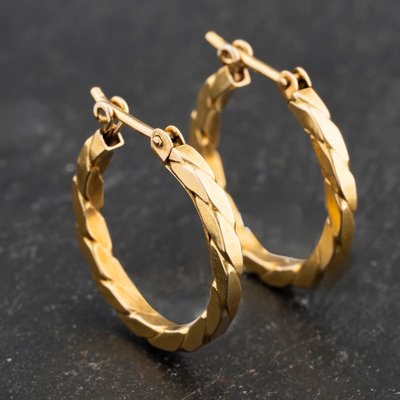 Second Hand Yellow Gold 18mm Twist Cut Hoop Earrings