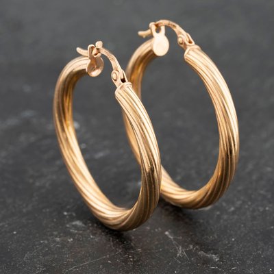 Second Hand Yellow Gold 29mm Twist Hoop Earrings