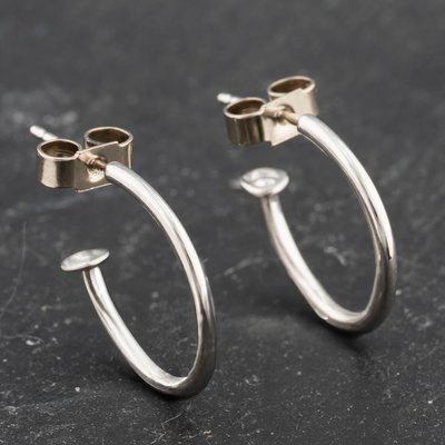 Second Hand White Gold 12mm Half Hoop Earrings
