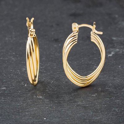 Second Hand Yellow Gold 25mm Triple Creole Earrings