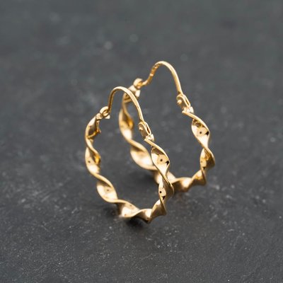 Second Hand 9ct Yellow Gold 25mm Twisted Hoop Earrings