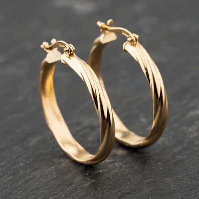 Second Hand 9ct Yellow Gold 22mm Twisted Hoop Earrings