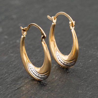 Second Hand Two Colour Gold 21mm Patterned Creole Earrings