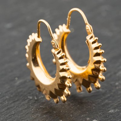 Second Hand 9ct Yellow Gold 25mm Spikey Creole Earrings