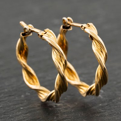 Second Hand 9ct Yellow Gold 20mm Twist Hoop Earrings