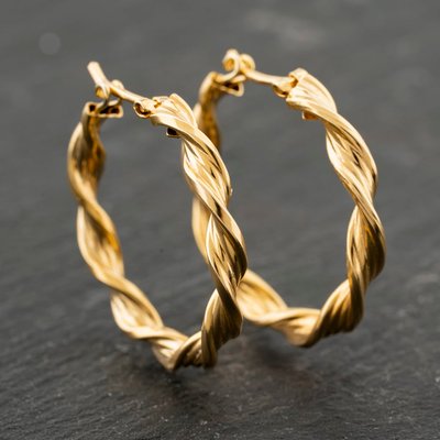 Second Hand 9ct Yellow Gold 24mm Twist Hoop Earrings