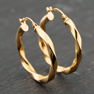 Second Hand Yellow Gold 27.7mm Twist Hoop Earrings