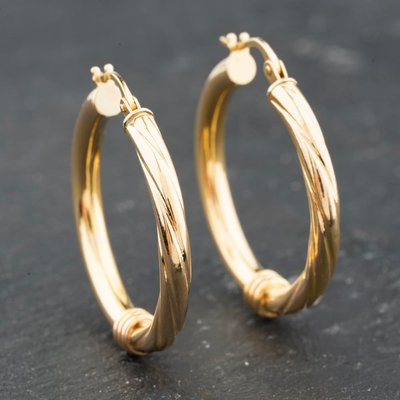 Second Hand Yellow Gold 27mm Half Twisted Creole Earrings