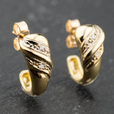 Second Hand 9ct Yellow Gold 14.6mm 0.03ct Diamond Dropper Earrings 41174063