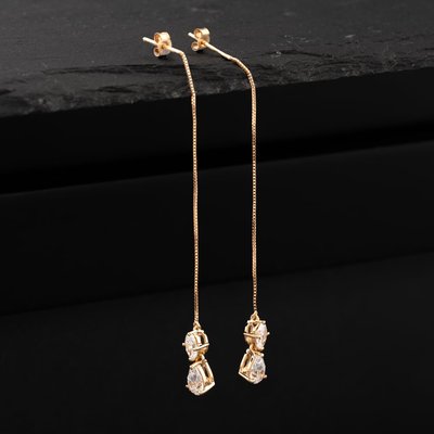 Second Hand Yellow Gold 65mm Cubic Zirconia Set Chain Dropper Earrings 41174104