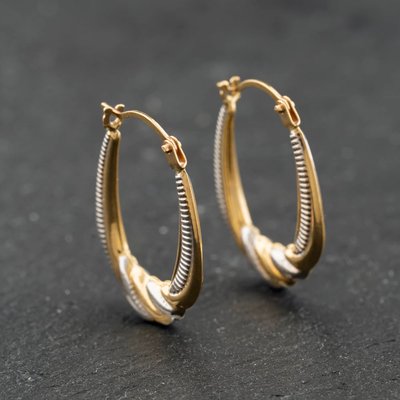 Second Hand Yellow Gold Oval Patterned Creole Earrings 41174201