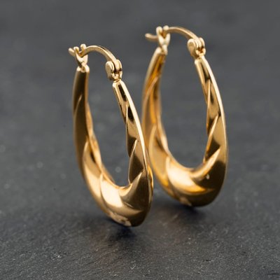 Second Hand Yellow Gold Embossed Creole Earrings 41174215