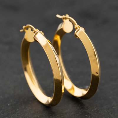 Second Hand 9ct Yellow Gold 29mm Faceted Hoop Earrings 41174268