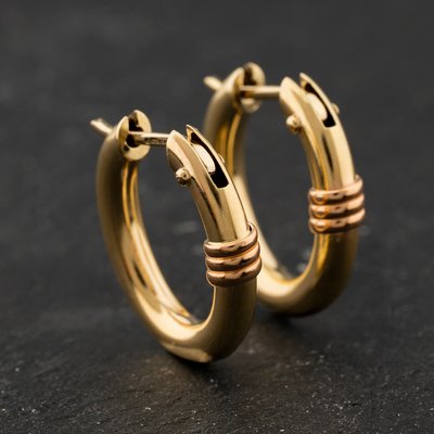 Second Hand 9ct Two Colour Gold Oval 17mm Hoop Earrings 41174344