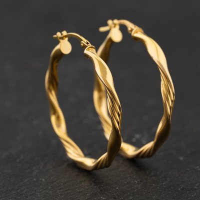 Second Hand Yellow Gold Twist 31mm Hoop Earrings 41174360