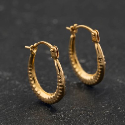 Second Hand Yellow Gold Patterned 15.5mm Creole Earrings 41174443