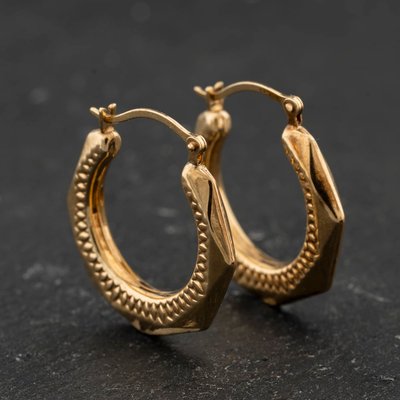 Second Hand Yellow Gold Facetted 20.7mm Creole Earrings 41174446