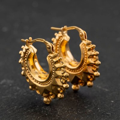 Second Hand 9ct Yellow Gold Fancy 18mm Creole Earrings 41174450