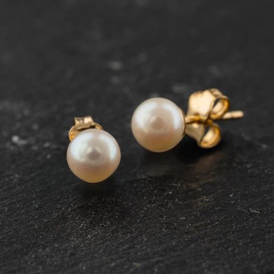 Second Hand Yellow Gold 6mm Cultured Pearl Stud Earrings 41174516