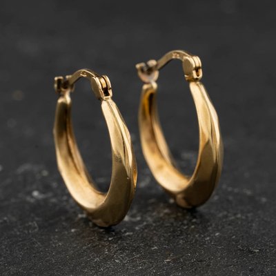 Second Hand Yellow Gold 18.5mm Faceted Pattern Creole Earrings 41174545