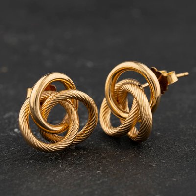 Second Hand 9ct Yellow Gold 15mm Twist Stud Earrings 41174556