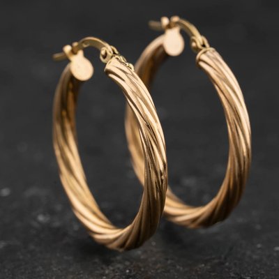 Second Hand Yellow Gold 27mm Twist Hoop Earrings 41174579
