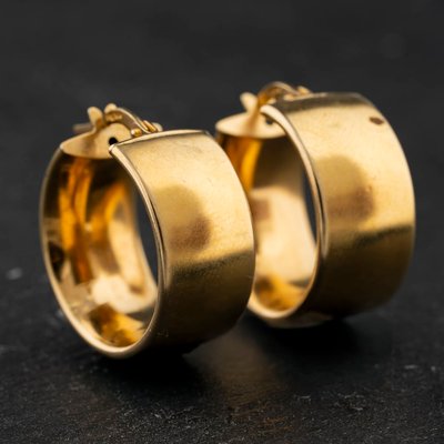 Second Hand 9ct Yellow Gold 21mm Wide Plain Hoop Earrings 41174590