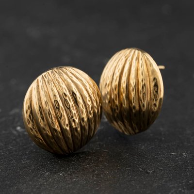 Second Hand Yellow Gold 16mm Round Patterned Stud Earrings 41174605