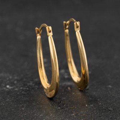 Second Hand Yellow Gold Oval Plain Creole Earrings 41174629