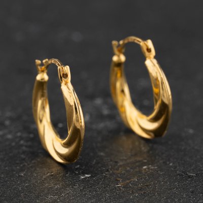 Second Hand Yellow Gold Patterned Creole Earrings 41174634
