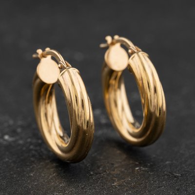 Second Hand Yellow Gold Twisted Hoop Earrings 41174635