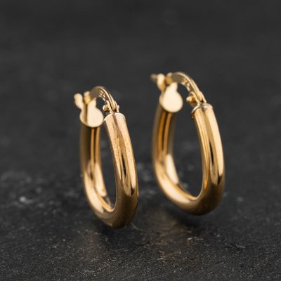 Second Hand Yellow Gold Shaped Plain Hoop Earrings 41174637