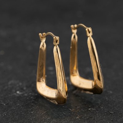 Second Hand Yellow Gold Oblong Creole Earrings 41174643