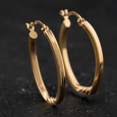 Second Hand Yellow Gold Patterned Oval Hoop Earrings 41174644
