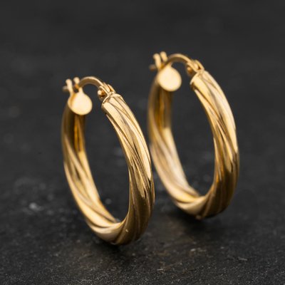 Second Hand Yellow Gold Twisted Hoop Earrings 41174646
