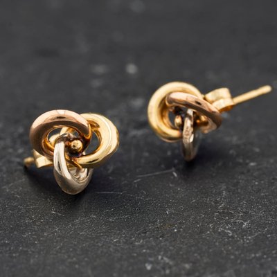 Second Hand Three Colour Gold 6.9mm Swirl Knot Stud Earrings 41174681
