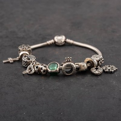 Second Hand Pandora Silver Multi Stone 19cm Charm Bracelet