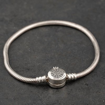 Second Hand Pandora Silver Cubic Zirconia Set Clasp 7.5 Inch Charm Bracelet 41221449