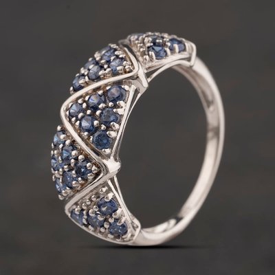 Second Hand Sterling Silver Blue Cubic Zirconia Band Ring 41251687