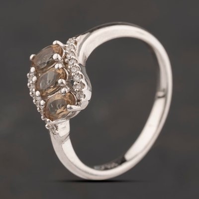 Second Hand Sterling Silver Brown & White Cubic Zirconia Dress Ring 41251697