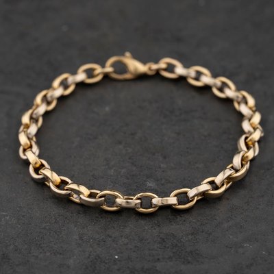 Second Hand 9ct Two Colour Gold 8 Inch Belcher Chain Bracelet 41281912