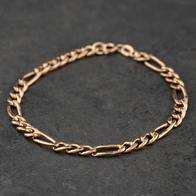 Second Hand 9ct Yellow Gold 8 Inch Figaro Chain Bracelet 41281973