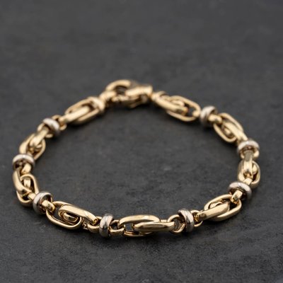 Second Hand 9ct Two Colour Gold 7.5 Inch Fancy Chain Bracelet 41281993