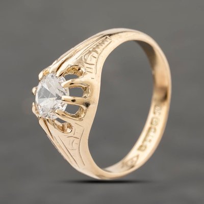 Second Hand Vintage 9ct Yellow Gold Cubic Zirconia Signet Ring