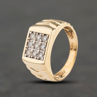 Second Hand 9ct Yellow Gold Cubic Zirconia Set Signet Ring 41342330