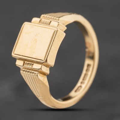 Second Hand 9ct Yellow Gold Plain Square Signet Ring 41342431