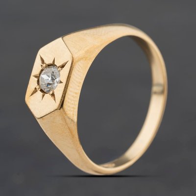 Second Hand 9ct Yellow Gold 0.34ct Diamond Single Stone Signet Ring 41342440