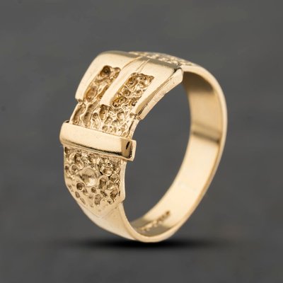 Second Hand 9ct Yellow Gold Patterned Buckle Ring 41342484